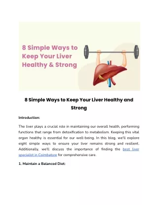 8 Simple Ways to Keep Your Liver Healthy and Strong