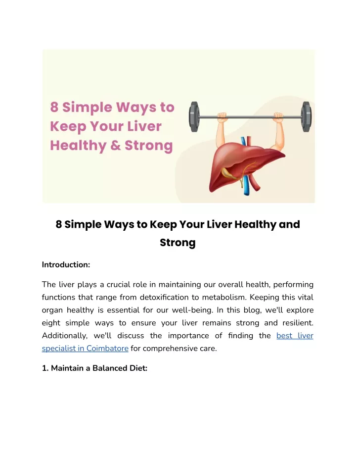 8 simple ways to keep your liver healthy