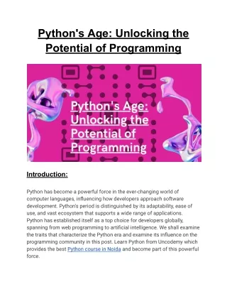python s age unlocking the potential