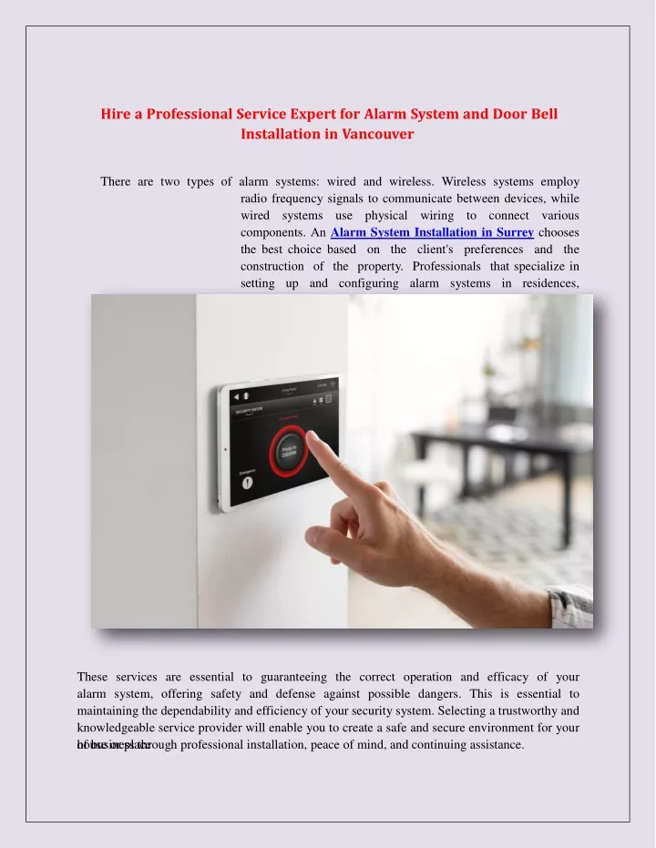 hire a professional service expert for alarm