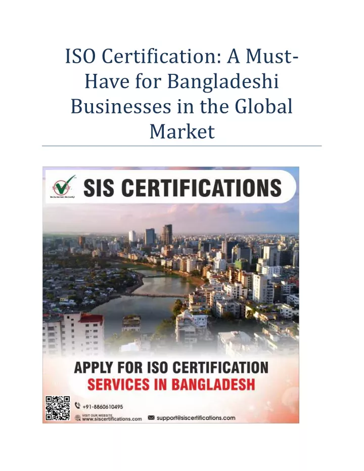 iso certification a must have for bangladeshi