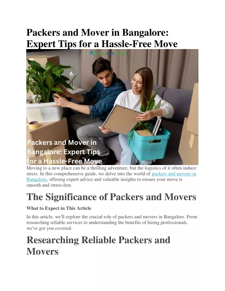 packers and mover in bangalore expert tips