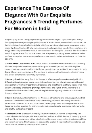 5 Trending Perfumes For Women in India | Chhotu Di Hatti - 9992088099