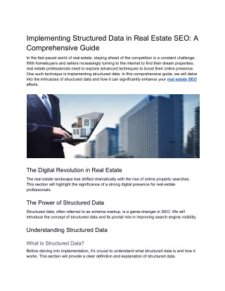 Implementing Structured Data in Real Estate SEO