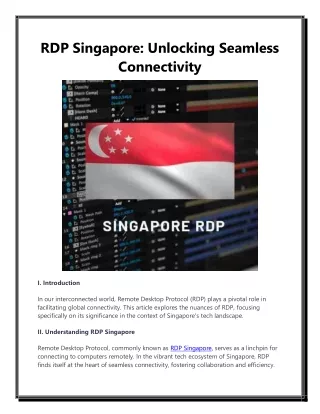 RDP Singapore Unlocking Seamless Connectivity