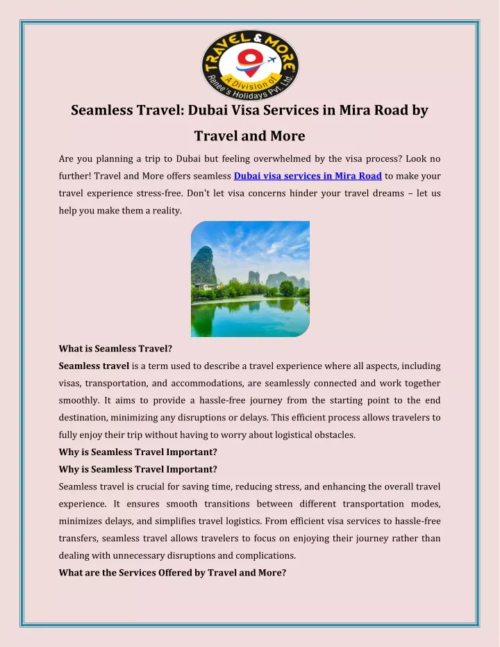 seamless travel dubai visa services in mira road