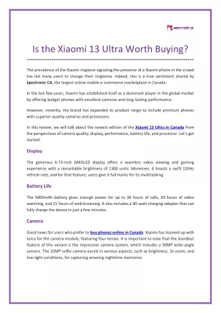 is the xiaomi 13 ultra worth buying