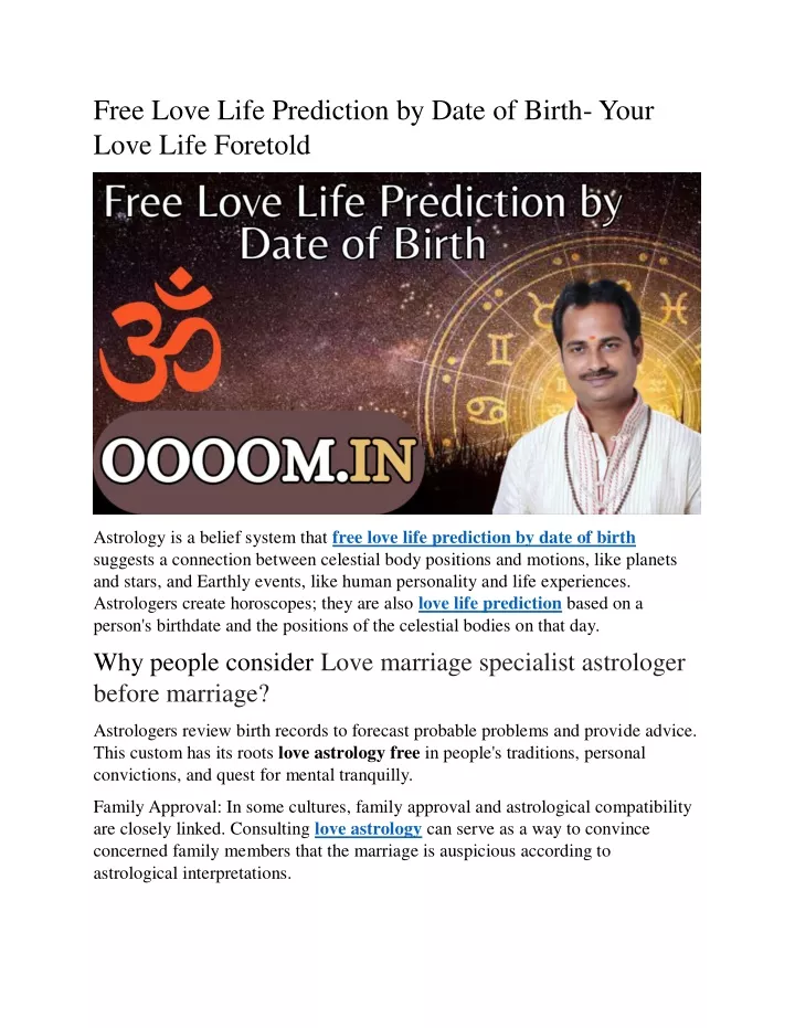 free love life prediction by date of birth your
