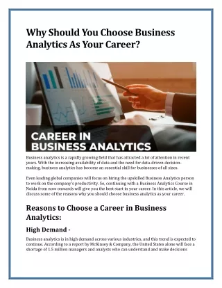 why should you choose business analytics as your