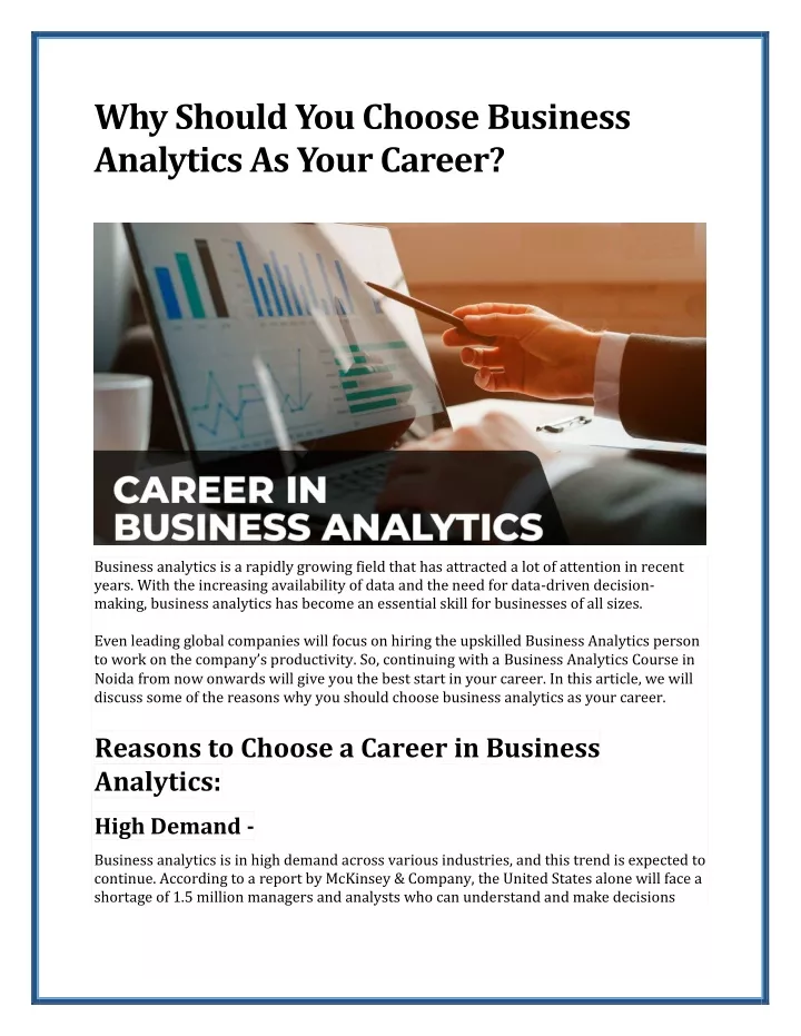 why should you choose business analytics as your