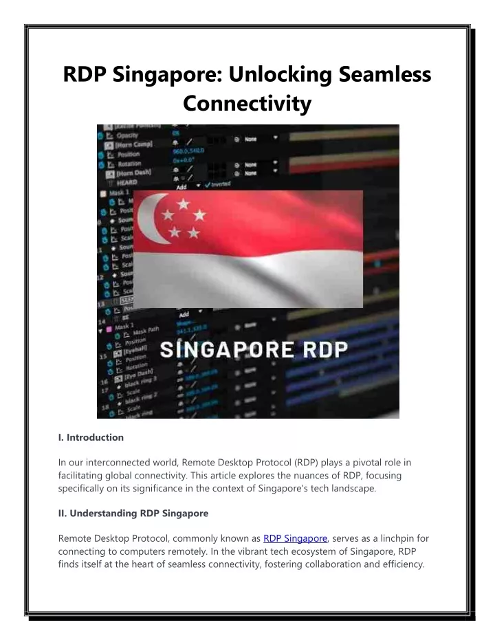 rdp singapore unlocking seamless connectivity