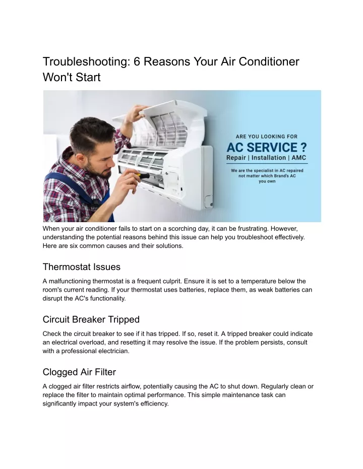 troubleshooting 6 reasons your air conditioner