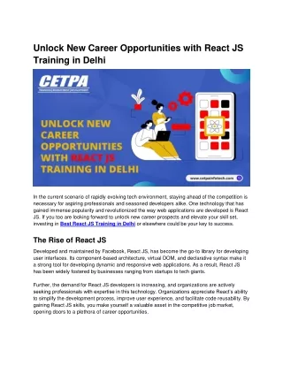 unlock new career opportunities with react