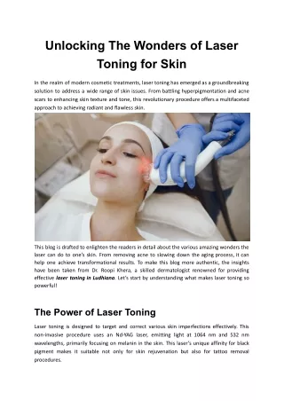 Unlocking The Wonders of Laser Toning for Skin