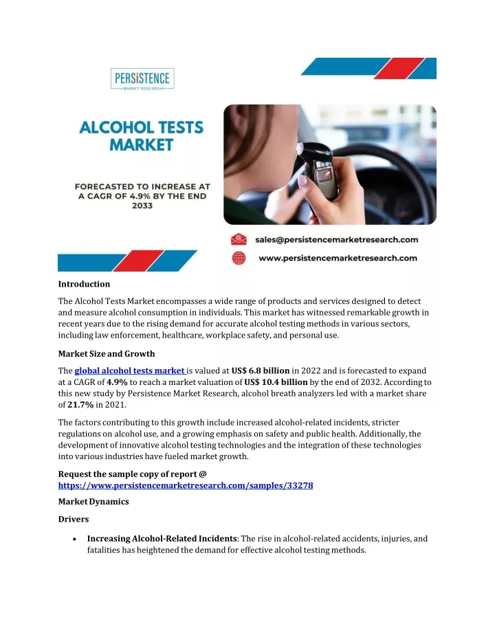 introduction the alcohol tests market encompasses