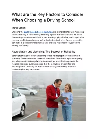 What are the Key Factors to Consider When Choosing a Driving School(PDF)