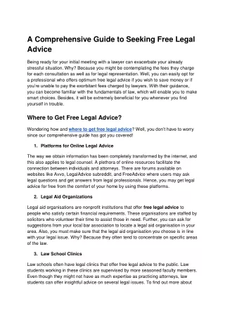 A Comprehensive Guide to Seeking Free Legal Advice