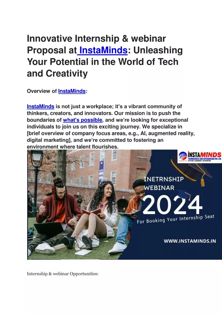 innovative internship webinar proposal