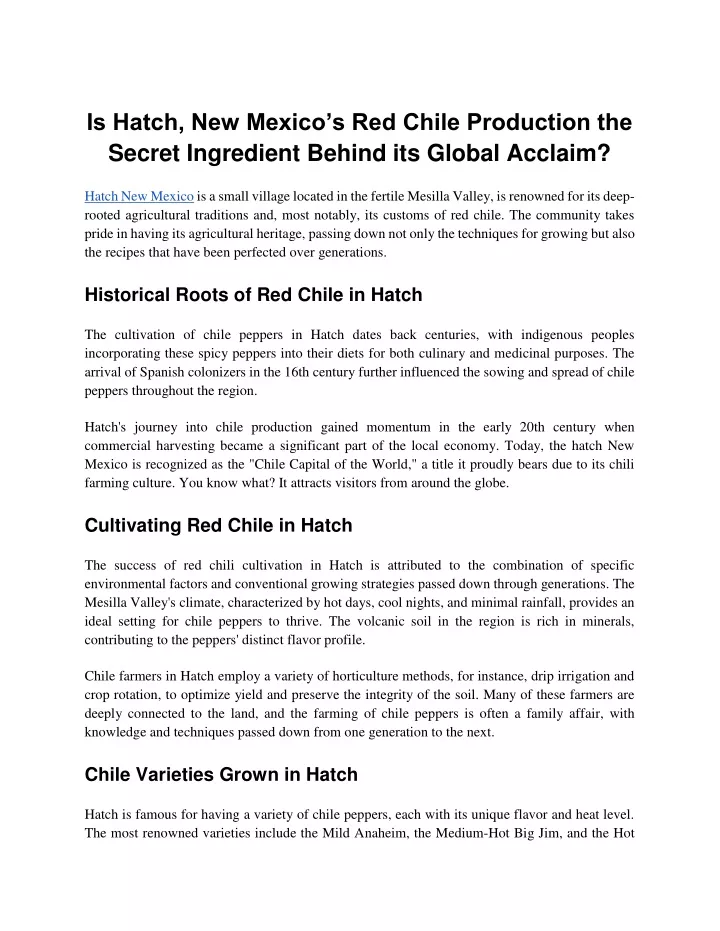 is hatch new mexico s red chile production