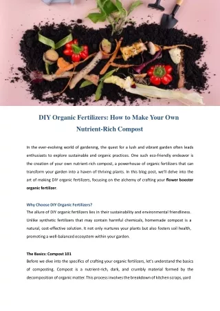 DIY Organic Fertilizers: How to Make Your Own Nutrient-Rich Compost