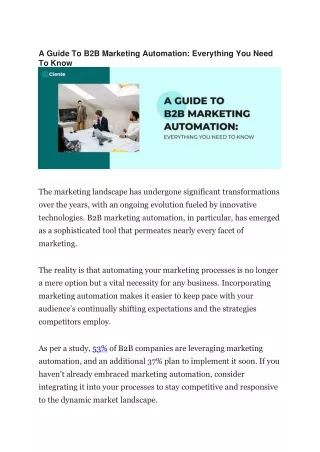 a guide to b2b marketing automation everything