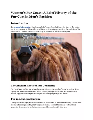 Women's Fur Coats_ A Brief History of the Fur Coat in Men’s Fashion