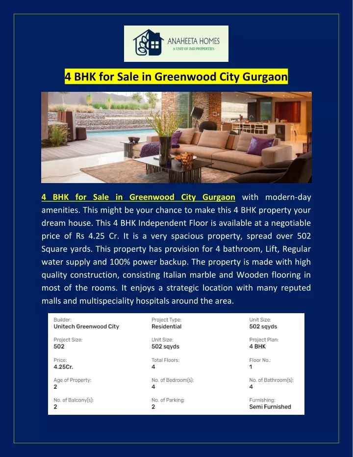 4 bhk for sale in greenwood city gurgaon