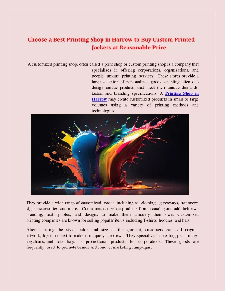 choose a best printing shop in harrow