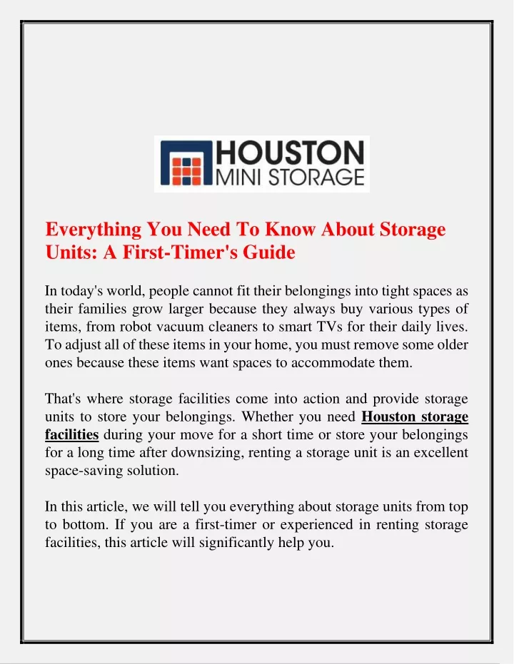 PPT Everything You Need To Know About Storage Units A First Timers