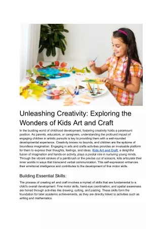 Unleashing Creativity_ Exploring the Wonders of Kids Art and Craft