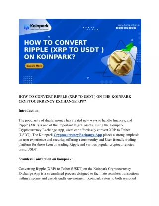 how to convert ripple xrp to usdt on the koinpark