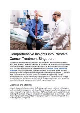 Comprehensive Insights into Prostate Cancer Treatment Singapore_