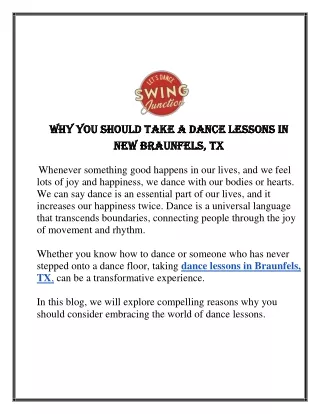 Why You Should Take A Dance Lessons in New Braunfels, TX
