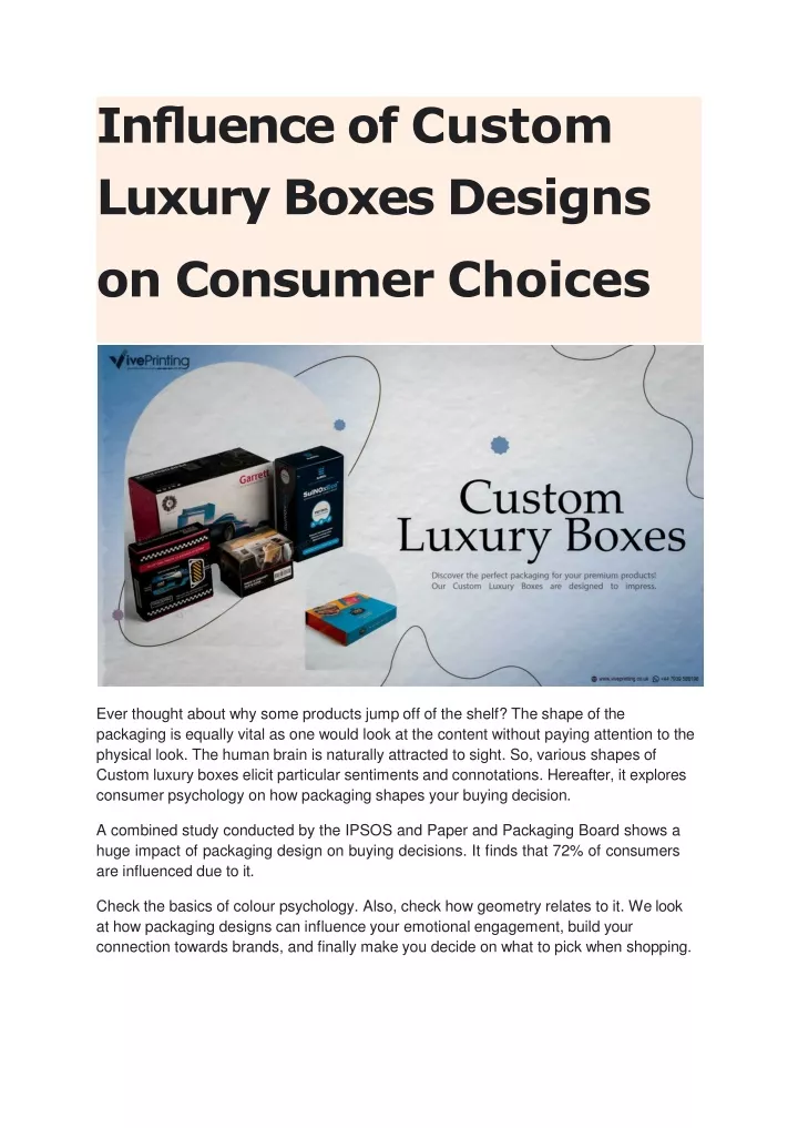 in uence of custom luxury boxes designs
