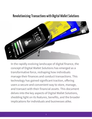 Revolutionizing Transactions with Digital Wallet Solutions