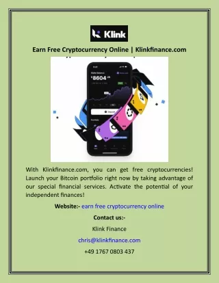 Earn Free Cryptocurrency Online  Klinkfinance