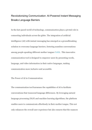 Revolutionizing Communication_ AI-Powered Instant Messaging Breaks Language Barriers