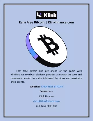 Earn Free Bitcoin  Klinkfinance