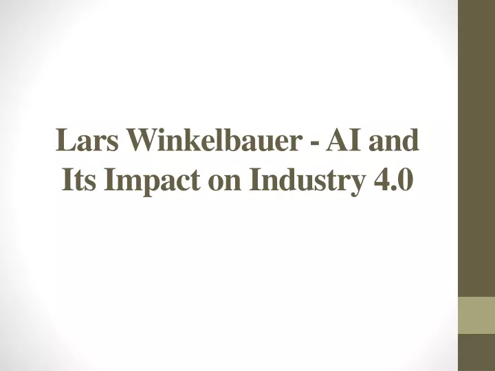lars winkelbauer ai and its impact on industry 4 0