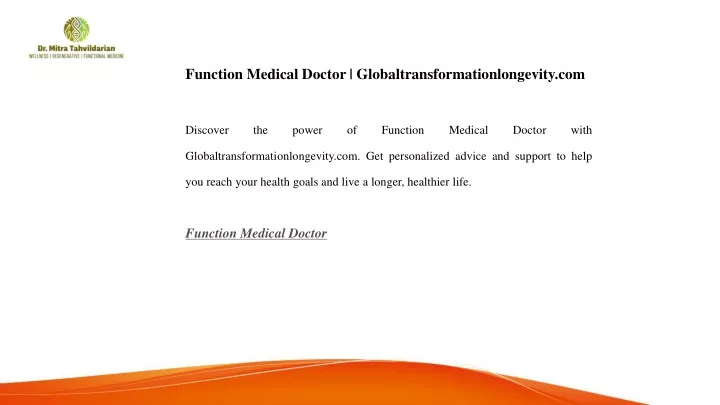function medical doctor