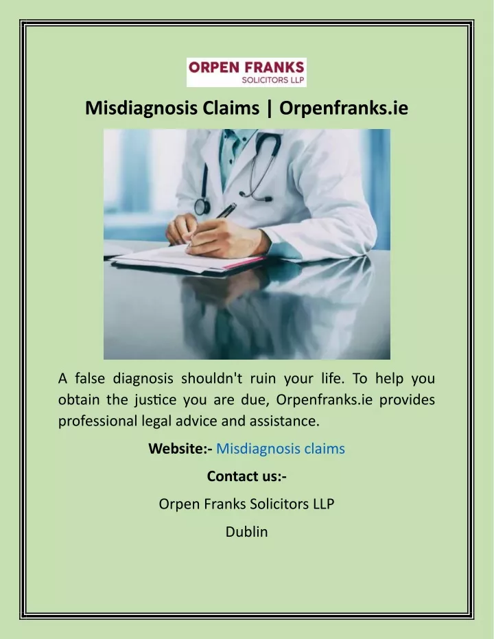 misdiagnosis claims orpenfranks ie