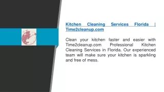 Kitchen Cleaning Services Florida  Time2cleanup.com