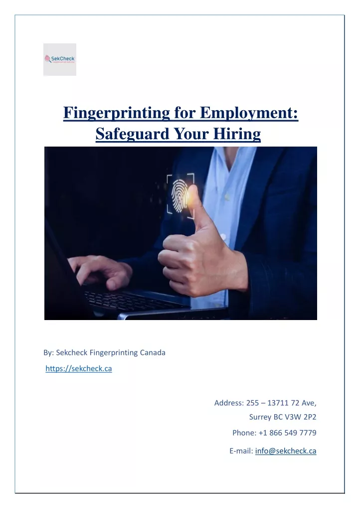 fingerprinting for employment safeguard your