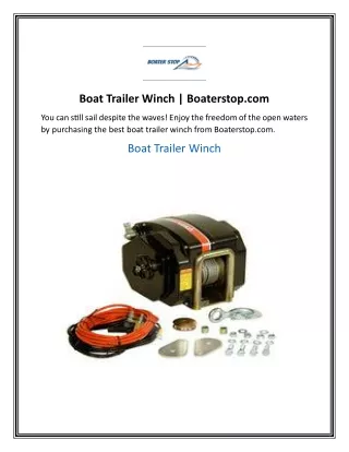 Boat Trailer Winch  Boaterstop