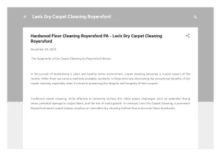 Hardwood Floor Cleaning Royersford PA - Leo's Dry Carpet Cleaning Royersford
