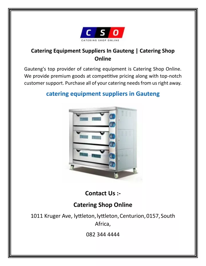 catering equipment suppliers in gauteng catering