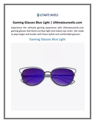 Gaming Glasses Blue Light  Ultimateunveils