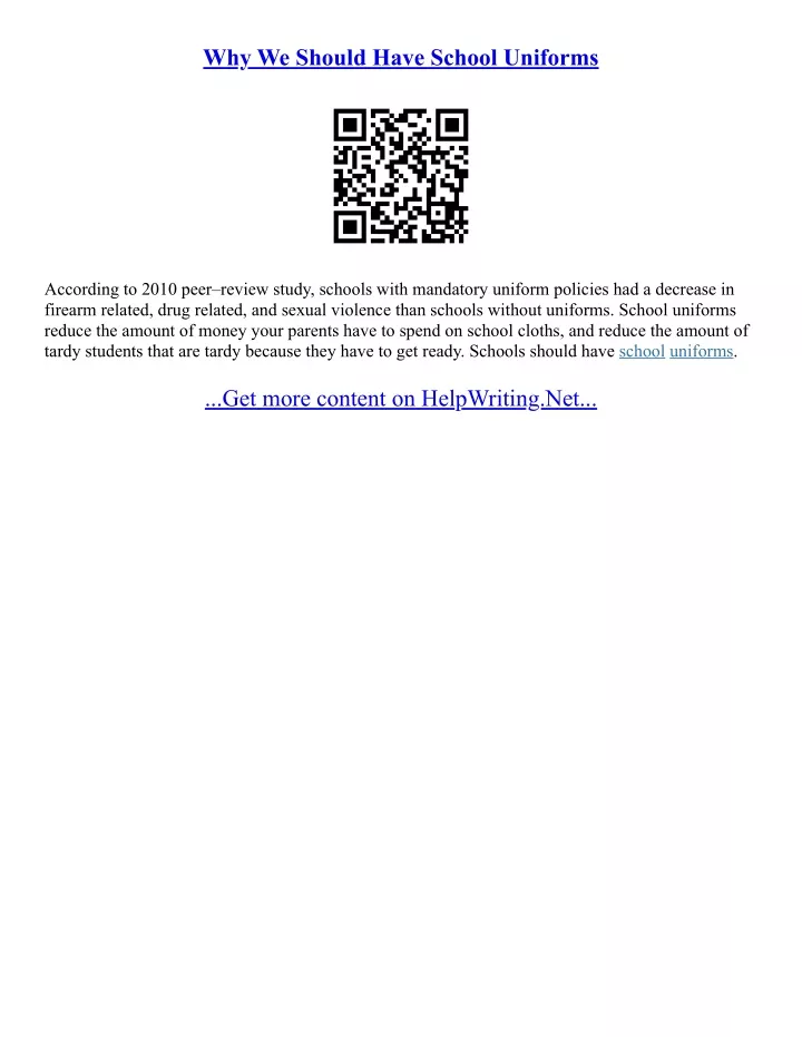 PPT Why School Uniforms Are Good Essay PowerPoint Presentation Free 