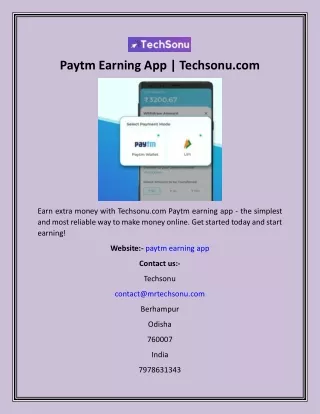 Paytm Earning App  Techsonu