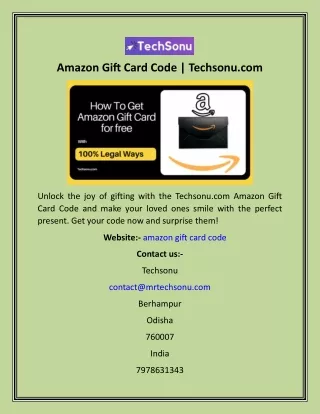 Amazon Gift Card Code  Techsonu
